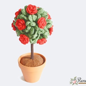 Crochet pattern rose tree • pot flower • Renirumi
