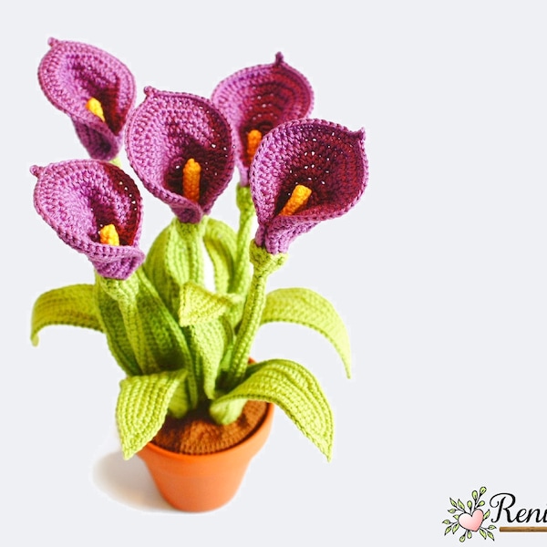 Crochet pattern calla • pot flower • Renirumi