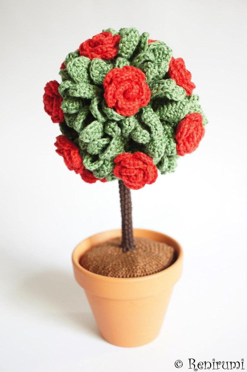 Crochet pattern rose tree pot flower Renirumi image 2