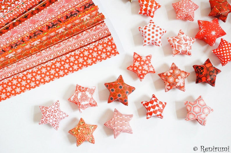 DIY 100 Red Lucky Stars Origami Paper Strips Paper Stars image 2