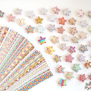DIY 100 Rainbow Lucky Stars Origami Paper Strips Paper Stars image 1