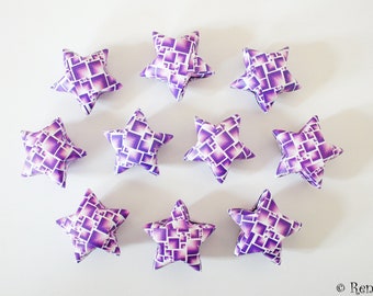 10 Lucky Stars Magnetsterne • Lila • Lucky Stars Origami Papiersterne - Magneten - Kühlschrankmagnet