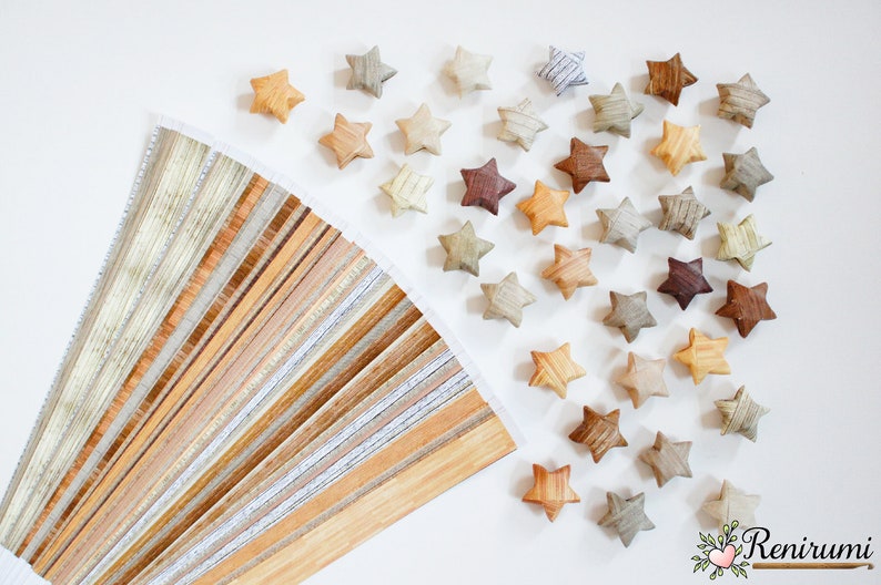 DIY 100 Wood Lucky Stars Origami Paper Strips Paper Stars image 1