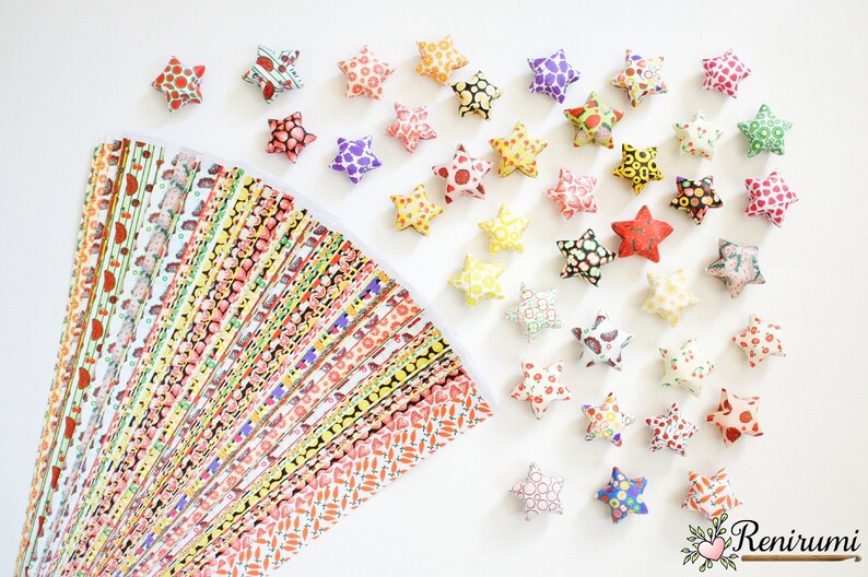 DIY 100 Obst / Früchte Lucky Stars Origami Papierstreifen Papiersterne Bild 1