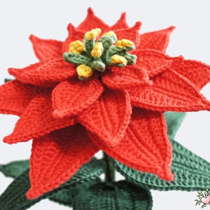 Crochet pattern poinsettia cut flower Renirumi image 5