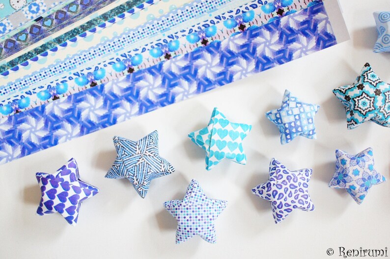 DIY 100 Blue Lucky Stars Origami Paper Strips Paper Stars image 2