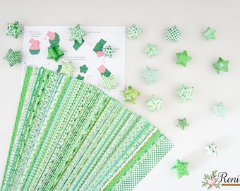 DIY 100 • Green • Lucky Stars Origami Paper Strips - Paper Stars