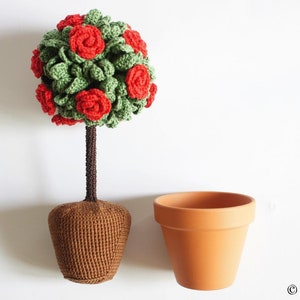 Crochet pattern rose tree pot flower Renirumi image 4