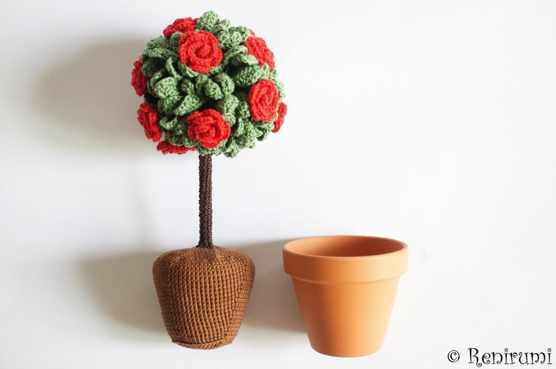 Crochet pattern rose tree pot flower Renirumi image 4