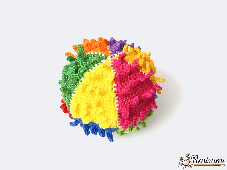 Crochet pattern rainbow ball with knobs Renirumi image 2