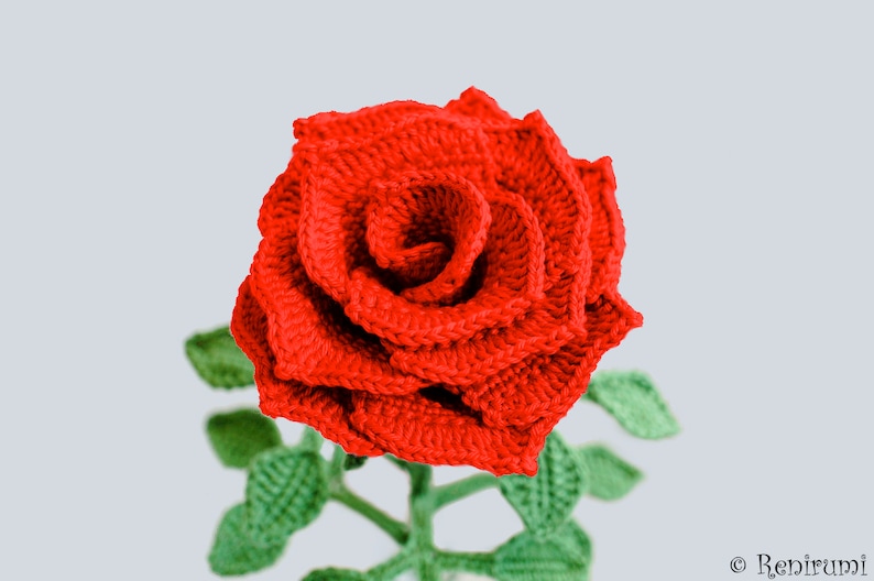 Crochet pattern rose cut flower Renirumi 画像 5