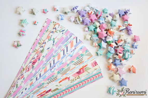 Diy 100 Pastelshabby Chic Lucky Stars Origami Paper Strips Paper Stars