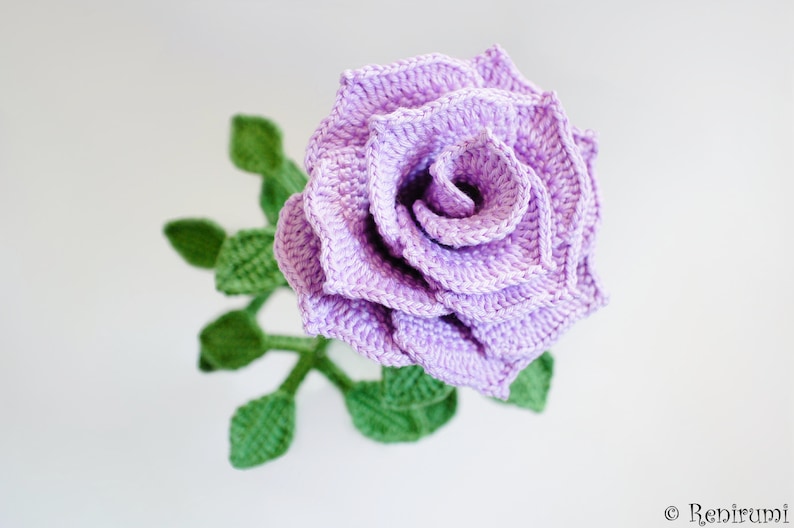Crochet pattern rose cut flower Renirumi image 3