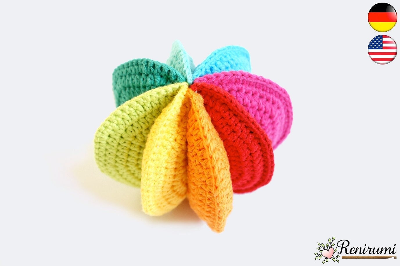 Crochet pattern rainbow ball • Renirumi