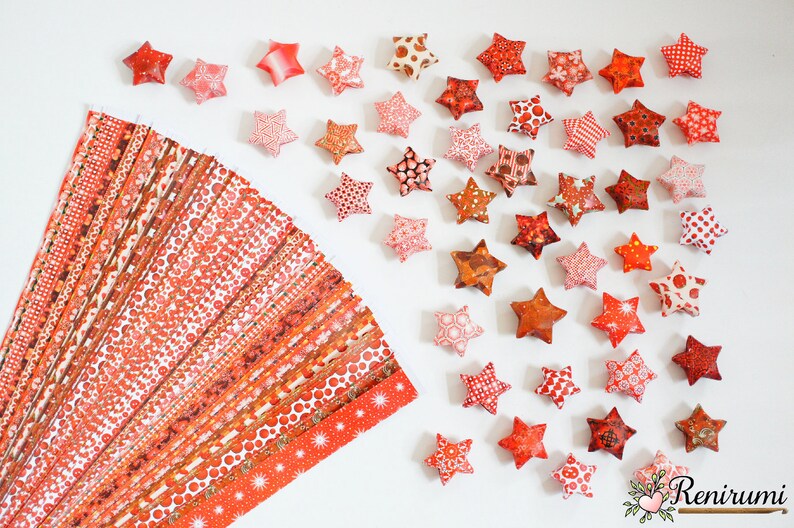 DIY 100 Red Lucky Stars Origami Paper Strips Paper Stars image 1