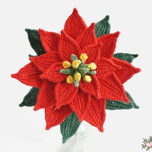 Crochet pattern poinsettia cut flower Renirumi image 3