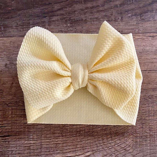 Banana Yellow Head Wrap, Oversized Bows, Headband for Babies, Big Bow Headband, Baby Girl, Baby Girl Toddler