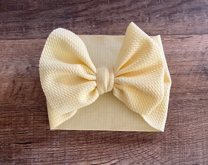 Banana Yellow Head Wrap, Oversized Bows, Headband for Babies, Big Bow Headband, Baby Girl, Baby Girl Toddler