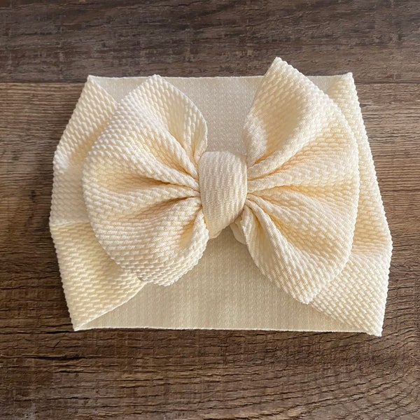 New Cream Head Wrap, Oversized Bows, Headband for Babies, Big Bow Headband, Baby Girl, Baby Toddler Girl