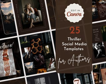 Thriller Dark Romance Autore Post sui social media / Modello fai da te Canva / Post Instagram personalizzabili / Post dark moody dell'autore indie RH