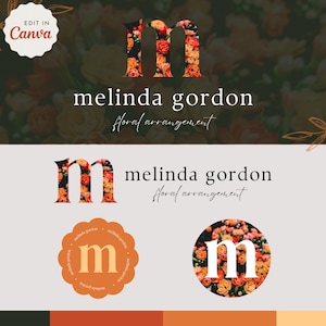 Floral Logo Design | Canva DIY Template | Customizable logo design | Bright flower garden flora elegant logo