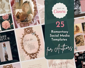 Publicaciones en redes sociales de la autora Rose Fantasy / Plantilla de Canva DIY / Publicaciones de Instagram personalizables / Publicaciones de la autora independiente Princess Castlecore