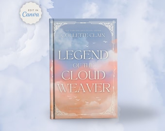 Modèle de couverture de livre fantaisiste préfabriqué | Modèle de toile | Livre de poésie éthéré oiseaux nuage pastel | Conception de livre d&#39;auteur indépendant