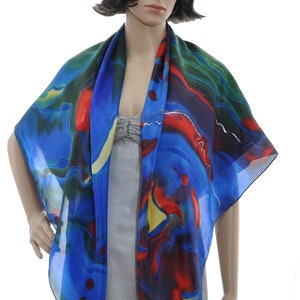 Shawl, silk scarf made of pure silk, South Sea feeling, silk, hand painted in watercolor, perfect for parties and other special occasions image 3