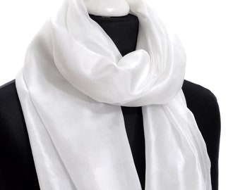 Silk scarf, scarf, silk, plain, plain, natural white, airy-light neck flatterer, blank