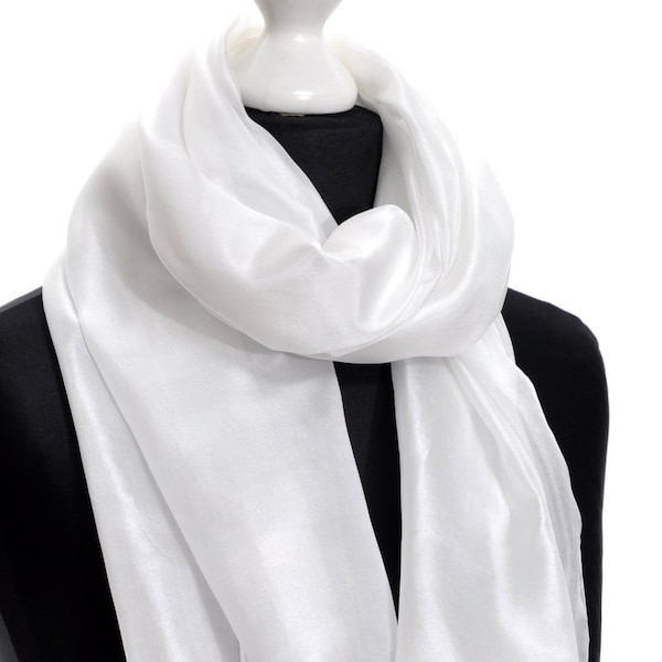 Silk scarf, scarf, silk, plain, plain, natural white, airy-light neck flatterer, blank