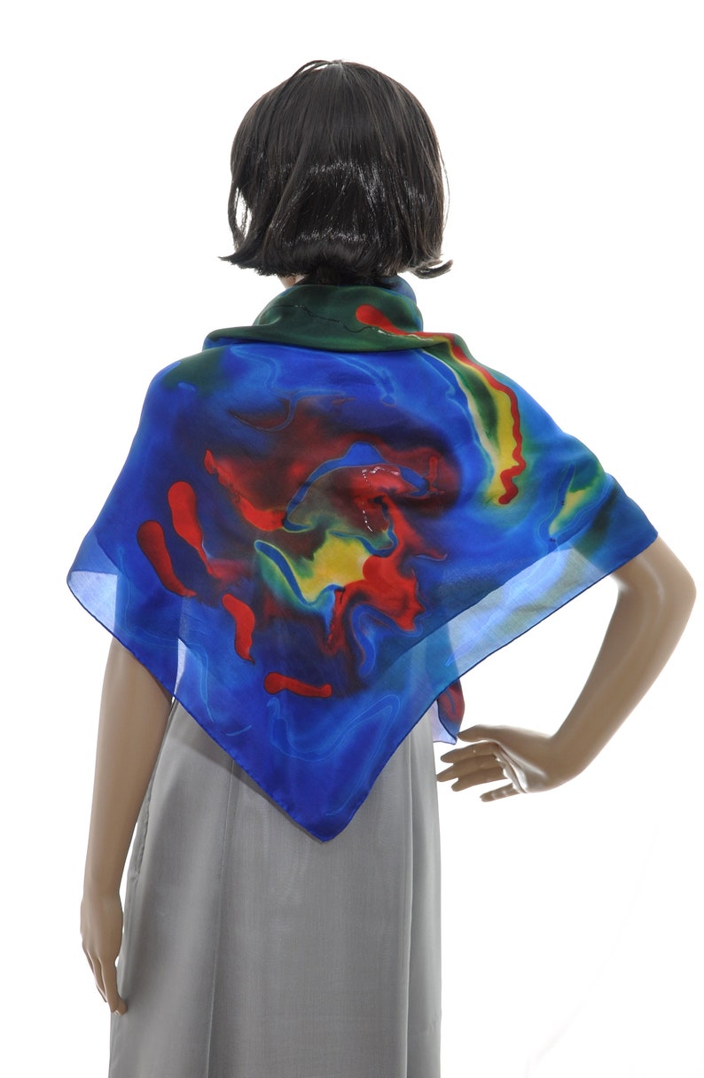 Shawl, silk scarf made of pure silk, South Sea feeling, silk, hand painted in watercolor, perfect for parties and other special occasions image 4