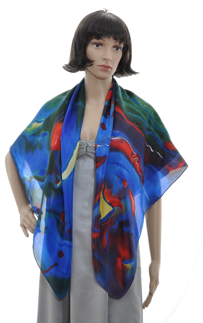Shawl, silk scarf made of pure silk, South Sea feeling, silk, hand painted in watercolor, perfect for parties and other special occasions image 3
