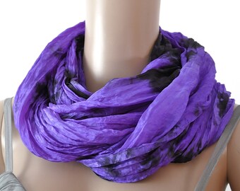 Scarf, silk, silk scarf, hose scarf hand painted in violet, bolero, crinkle, stole, perfect for party and other special occasions