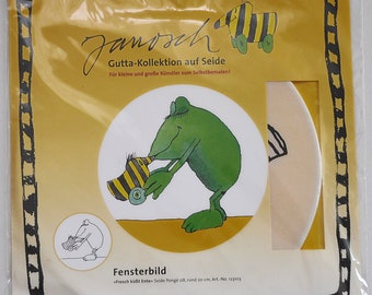 Fenster-Bild  "Frosch küsst Ente" Janosch Gutta-Kollektion von Meier Seide, zum selbst gestalten.