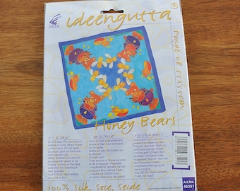 Gutta-Tuch 55x55, Pongé 08, Seidentuch Kinder-Nickituch Honig-Bären (Honey Bears) Bären und Binnen