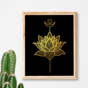 Lotus Flower Foil Print - Foil Art, Wall Art, Zen, Yoga