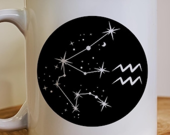 Aquarius Astrology Vinyl Decal, Aquarius Constellation Vinyl Sticker, Zodiac Decal, Yeti Cup Decal, Car Window Sticker, Aquarius Sticker
