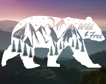 Vinilo adhesivo de oso salvaje y libre – Pegatina para ventana de coche de aventura