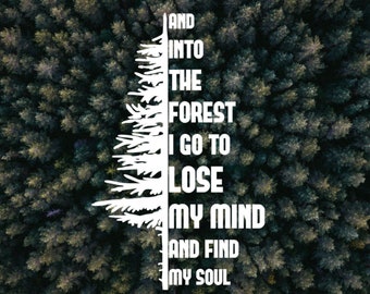 Into the Forest I Go Fir Tree Vinyl Decal - Vinyl Sticker, Car Window Decal, Yeti Cup Decal, Tumbler Decal, Outdoors, Explore, Hike