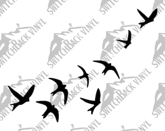 Stormo di uccelli SVG, file di taglio a tema natura (download digitale)