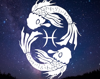 Pisces Zodiac Vinyl Decal, Pisces Fish Sticker, Astrology Vinyl Sticker, Zodiac Vinyl Sticker, Pisces Car Window Decal, Pisces Sticker
