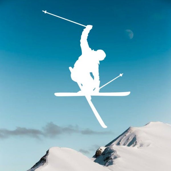 Skier Vinyl Sticker, Vinyl Decal, Car Window Decal, Yeti Cup Decal, Tumbler Decal, Outdoors, Adventure, Skiing, Mountains