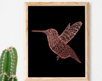 Hummingbird Foil Print - Foil Art, Wall Art, Nature, Outdoors