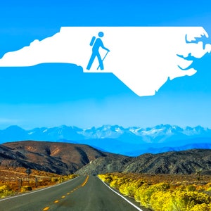 Hike North Carolina Vinyl Sticker - Vinyl Decal, Car Window Decal, Hiking, Yeti Cup Decal, Tumbler Decal, Outdoors, Adventure