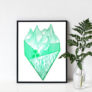 Mountains Cactus Foil Print Foil Art, Wall Decor, Outdoors, Southwest, Explore, Adventure, Nature image 3