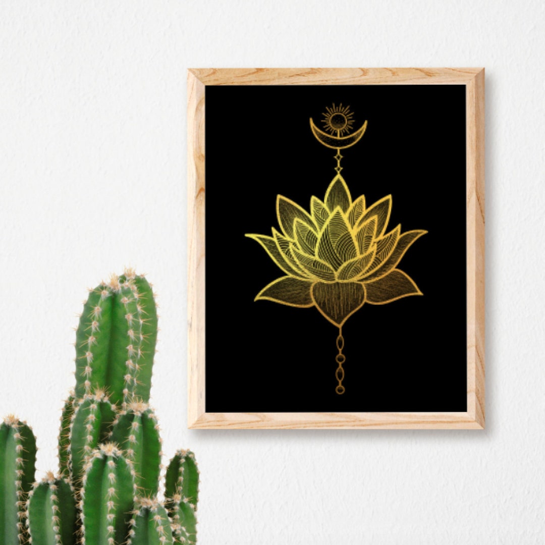 Lotus Flower Foil Art Print – Zen Yoga Wall Decor (8.5x11" ) - Etsy