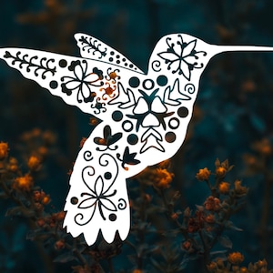 Hummingbird Vinyl Decal - Vinyl Sticker, Car Window Decal, Yeti Cup Decal, Bird, Nature, Mandala, Outdoors