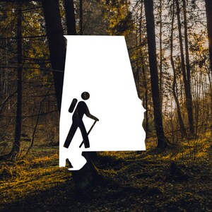 Hike Alabama Vinyl Decal - Vinyl Sticker, Car Window Decal, Hiking, Mountains, State, Yeti Cup Decal, Tumbler Decal