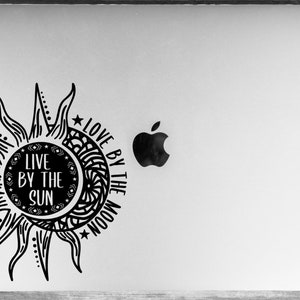 Live By the Sun Love By the Moon Vinyl Decal Vinyl Sticker, Car Window Decal, Yeti Cup Decal, Moon, Stars, Sun, Outdoors, Nature image 2