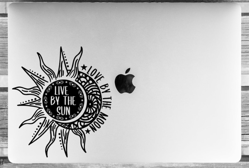 Live By the Sun Love By the Moon Vinyl Decal Vinyl Sticker, Car Window Decal, Yeti Cup Decal, Moon, Stars, Sun, Outdoors, Nature image 2